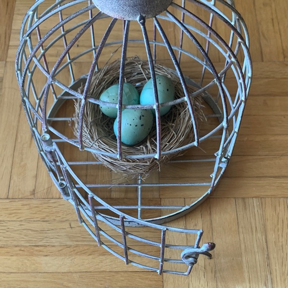 Decorative Metal Birdcage w/ Faux Nest and Eggs - Picture 2 of 16